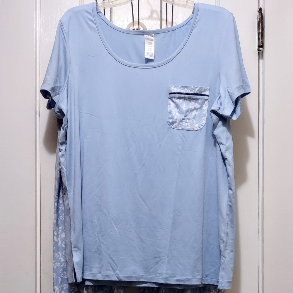 Avon 2-pc Lacey PJ Set - Blue & White